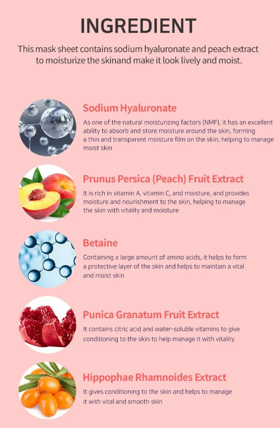 esfolio Hyaluronic Acid With Peach Essence Sheet Mask